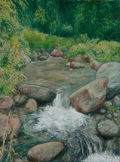 Clarendon River Bed — oil painting
